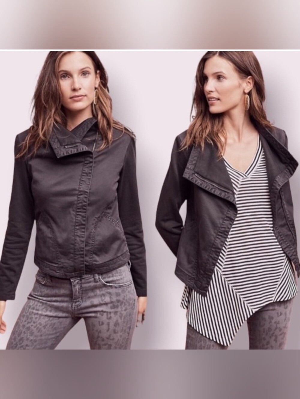 Anthropologie Marrakech Women's Black Asymmetric Cotton Jacket